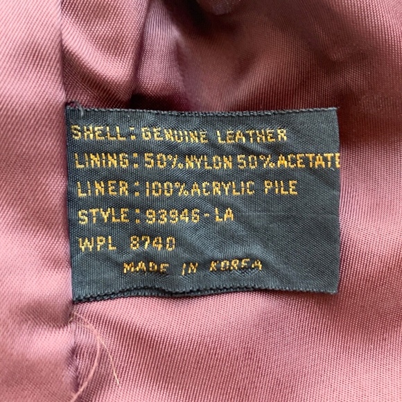 Vintage 90s Red Brown Leather Button Jacket Blazer Tie Waist Removable Lining L - Picture 15 of 16